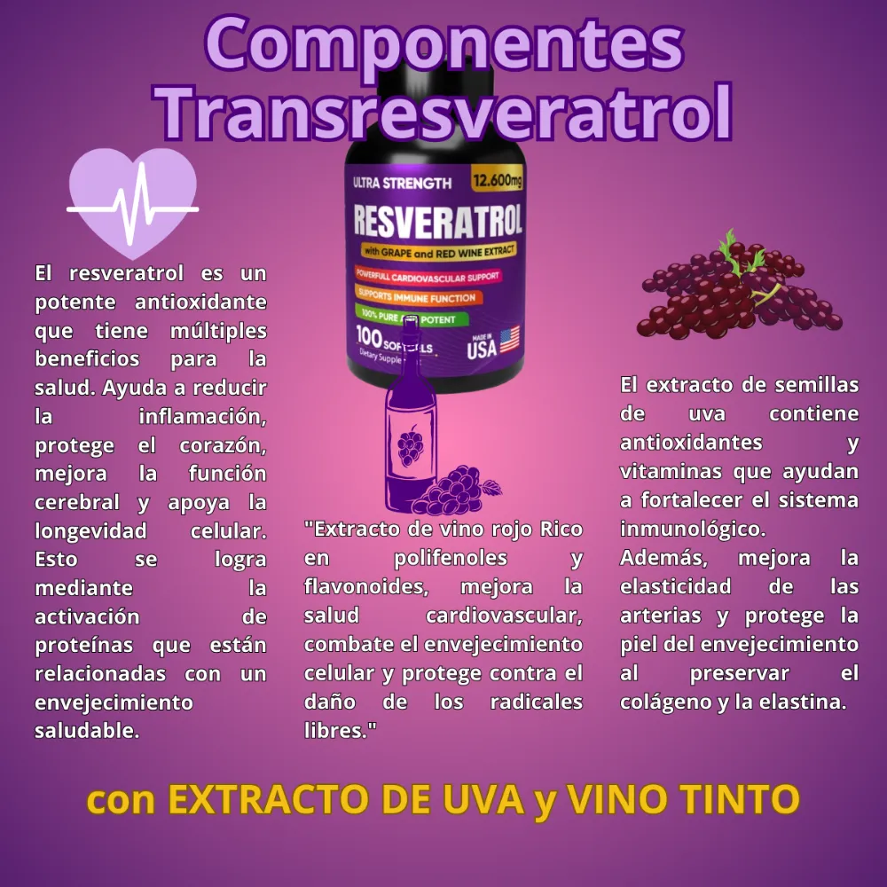 Resveratrol Americano Puro 100 cápsulas blandas