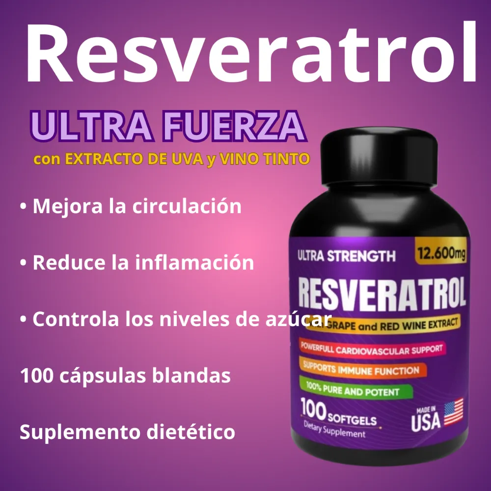 Resveratrol Americano Puro 100 cápsulas blandas